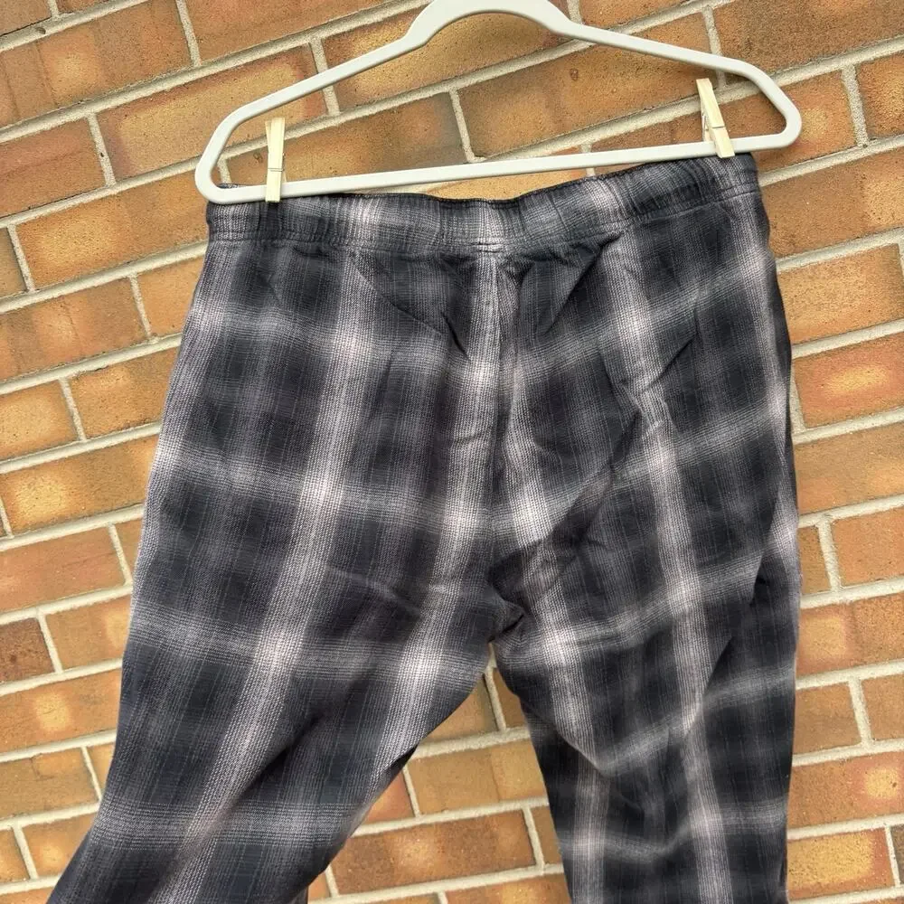 Abercrombie Fitch Mens M Gray Black Plaid Flannel Lounge Sleep PJ Jogger Pants